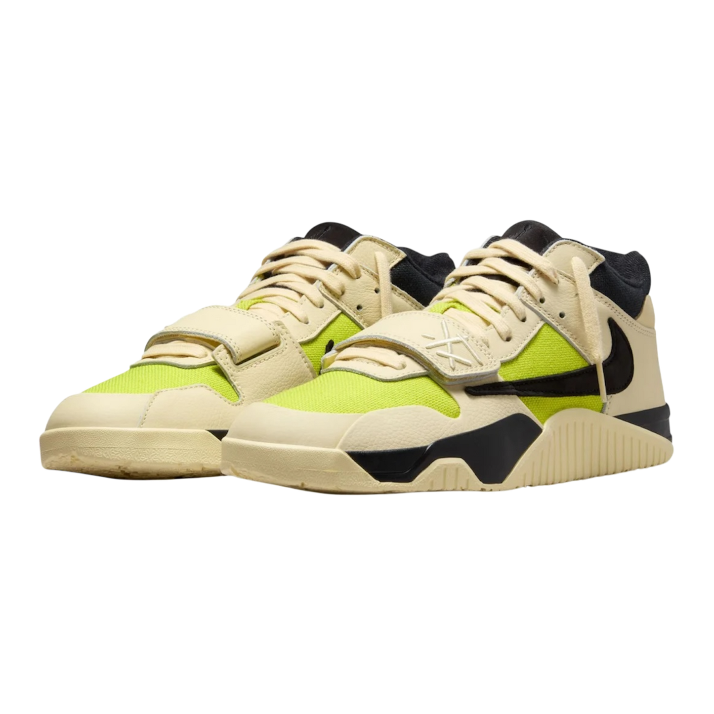 حذاء جوردان x ترافيس سكوت جامبمان جاك تي آر 'موسلين أسود لامع بنقشة الصبار'