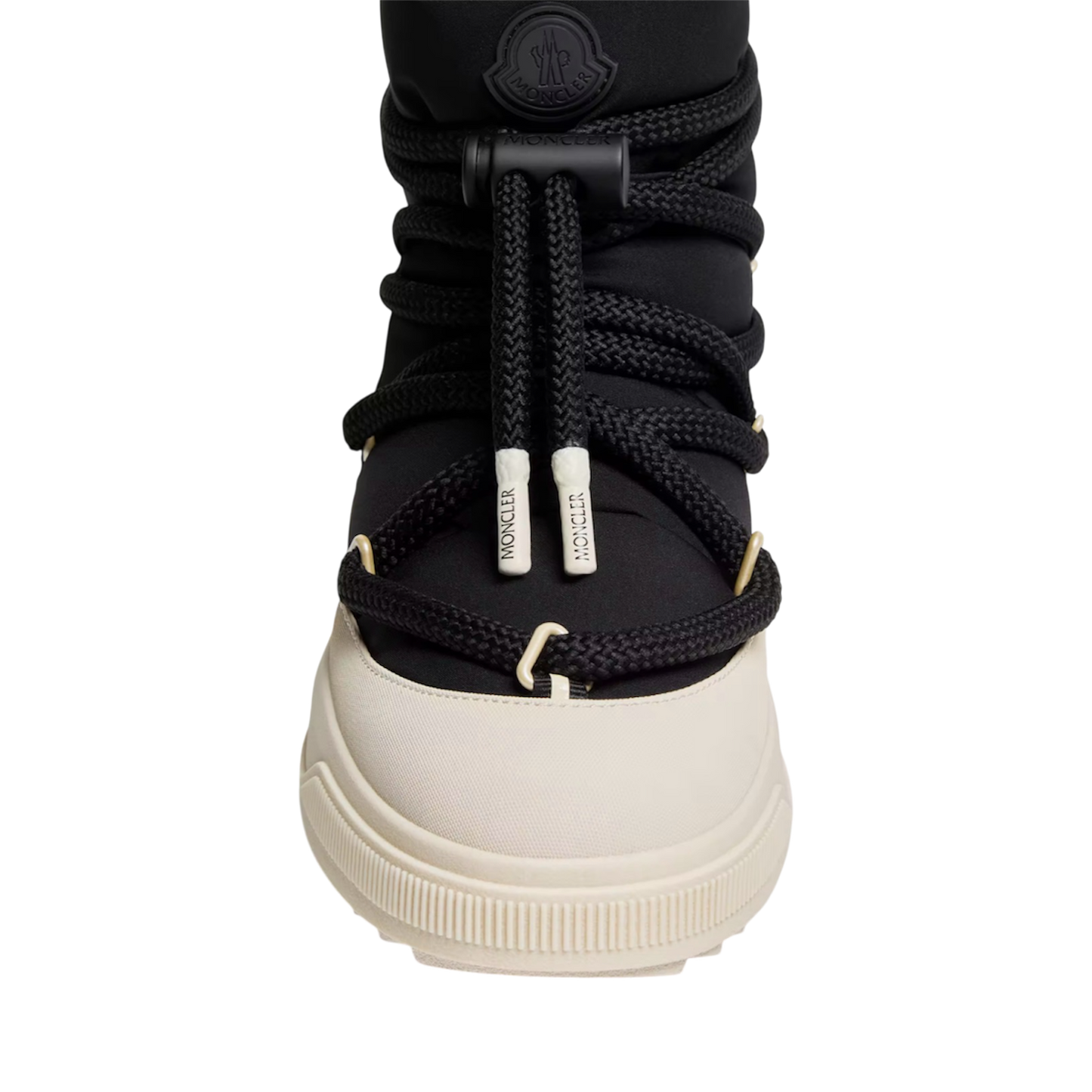 حذاء مونكلير مونبولس ذو الرقبة القصيرة المبطنة باللونين الأسود والأبيض