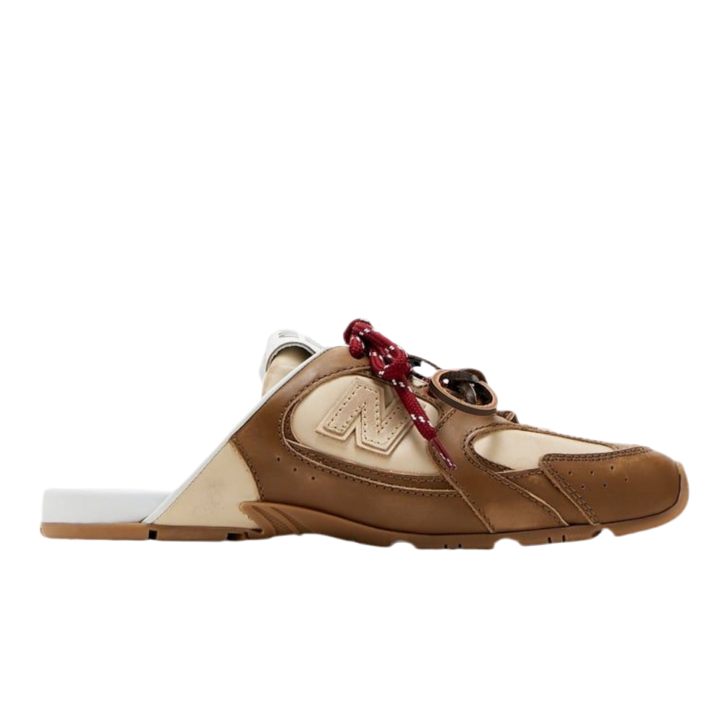 حذاء نيو بالانس × ميو ميو 530 SL من جلد العجل المزخرف بلون القرفة/الرمادي الترافرتيني