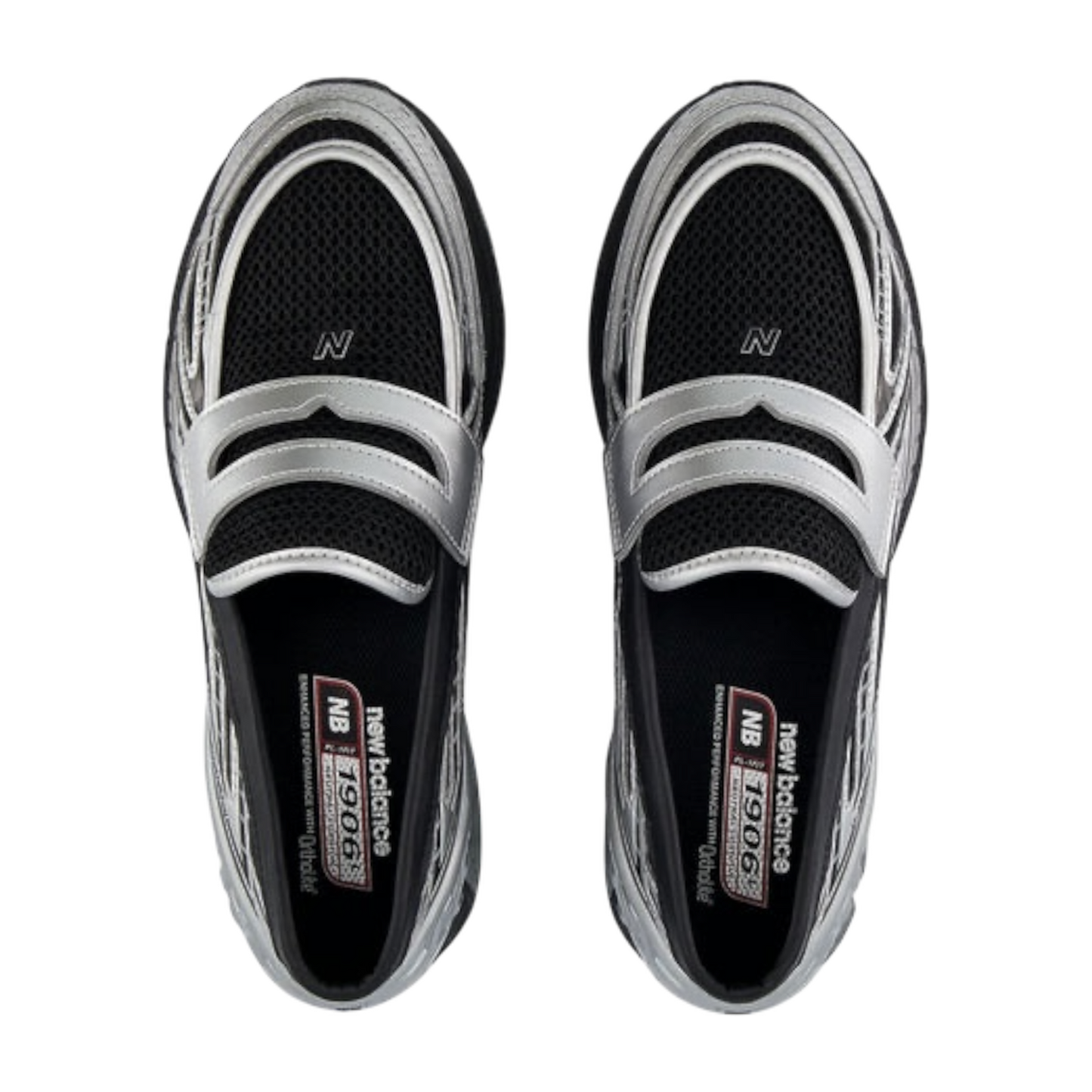 حذاء نيو بالانس 1906L بدون كعب، لون فضي معدني أسود